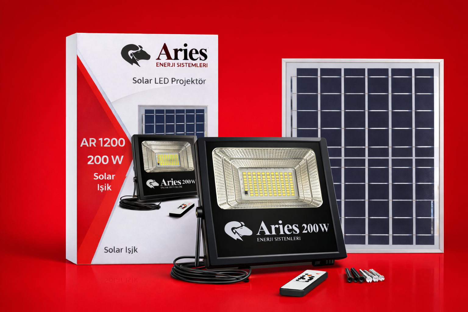 200W  Güneş Enerjili Paneli Ayrı Profesyonel Projektör