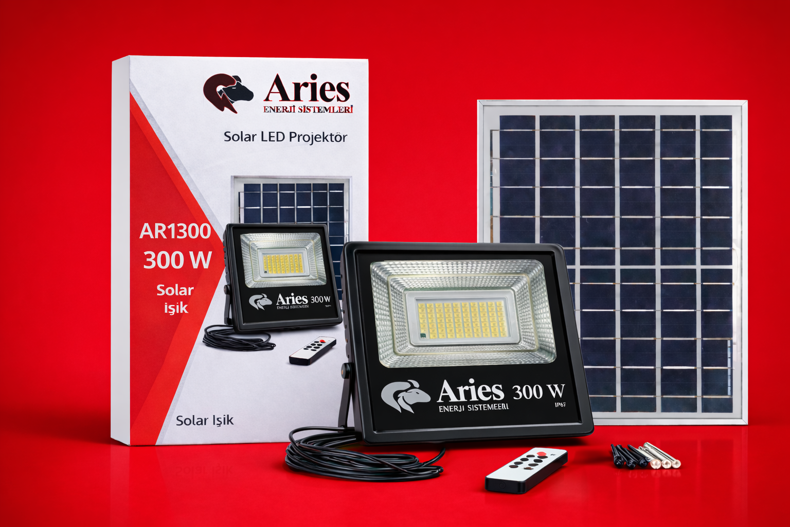 300W  Güneş Enerjili Paneli Ayrı Profesyonel Projektör