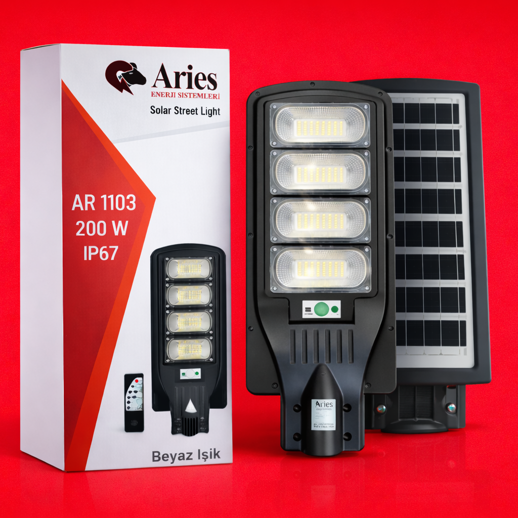 200W Güneş Enerjili Profesyonel Sokak Aydınlatma