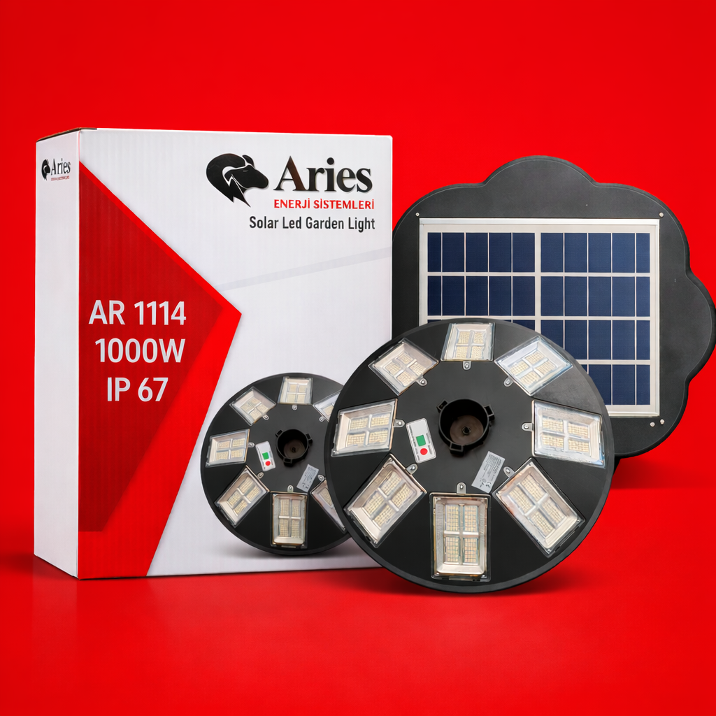 1000W 360 DERECE GÜNEŞ ENERJİLİ 3M DİREKLİ YÜKSEK AYDINLATMA ARMATÜRÜ