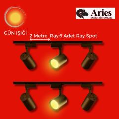 LED RAY SPOT 2 METRE RAY + 6 ADET RAY SPOT SİYAH KASA GÜN IŞIĞI