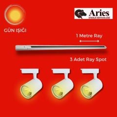 LED RAY SPOT 1 METRE RAY + 3 ADET RAY SPOT BEYAZ KASA GÜN IŞIĞI