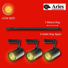 LED RAY SPOT 1 METRE RAY + 3 ADET RAY SPOT SİYAH KASA GÜN IŞIĞI