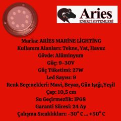 ARİES MARİN LİGHTİNG SU ALTI 9 LED AYDINLATMA