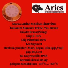 ARİES MARİN LİGHTİNG PİRİNÇ SU ALTI 9 LED AYDINLATMA