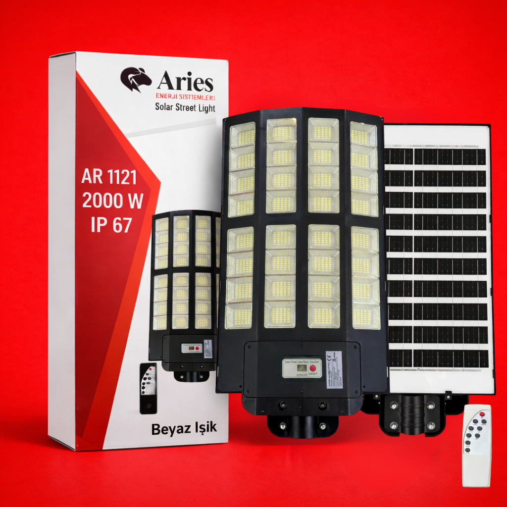 Ultra Profesyonel 2000W Beyaz Işık Güneş Enerjili Sokak Aydınlatma