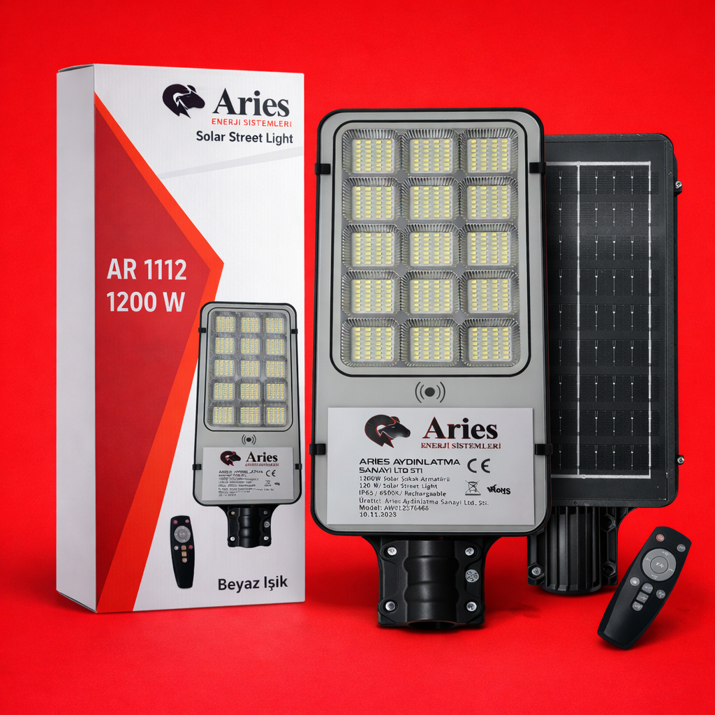 Ultra Profesyonel 1200W Güneş Enerjili Sokak Aydınlatma